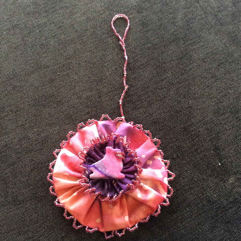🎄Hand made figure skating ornament in pink & purple
